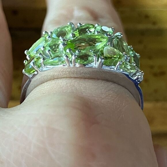 Natural Peridot Sterling Silver Ring Size 10 - Picture 2 of 9